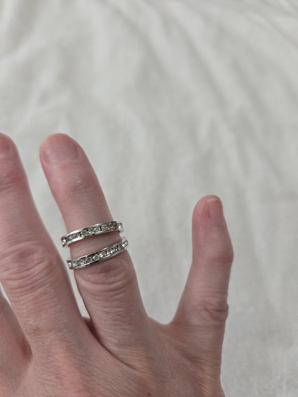 Set Of 2 Silver Band Cz Eternity Band Rings Size 6 NWOT